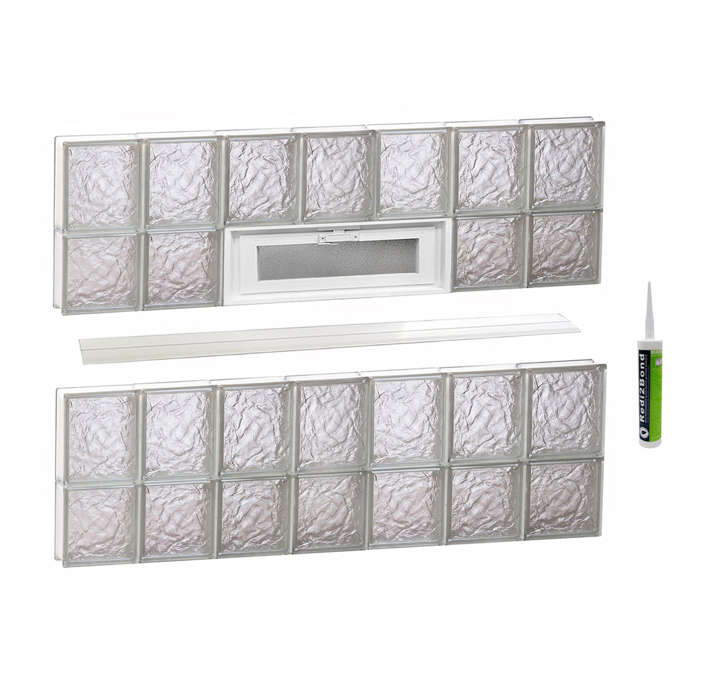 REDI2SET Ice Glass 40-1/4-in x 27-in Frameless Replacement Vented Glass Block Window