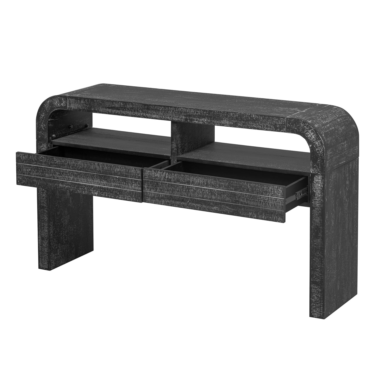 SINOFURN Modern Wood veneer Antique Black MDF 52-in W x 31.5-in H Console table with Drawers