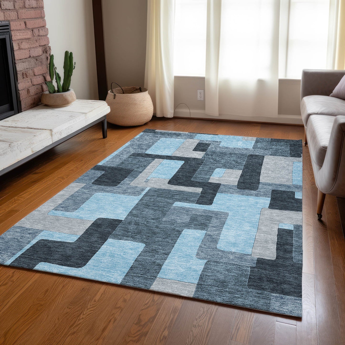 Addison Rugs Chantille ACN955SK 9 x 12 (ft) Loomed Sky Rectangular Indoor/Outdoor Machine washable Pet Friendly Area rug