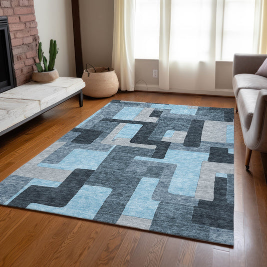 Addison Rugs Chantille ACN955SK 9 x 12 (ft) Loomed Sky Rectangular Indoor/Outdoor Machine washable Pet Friendly Area rug