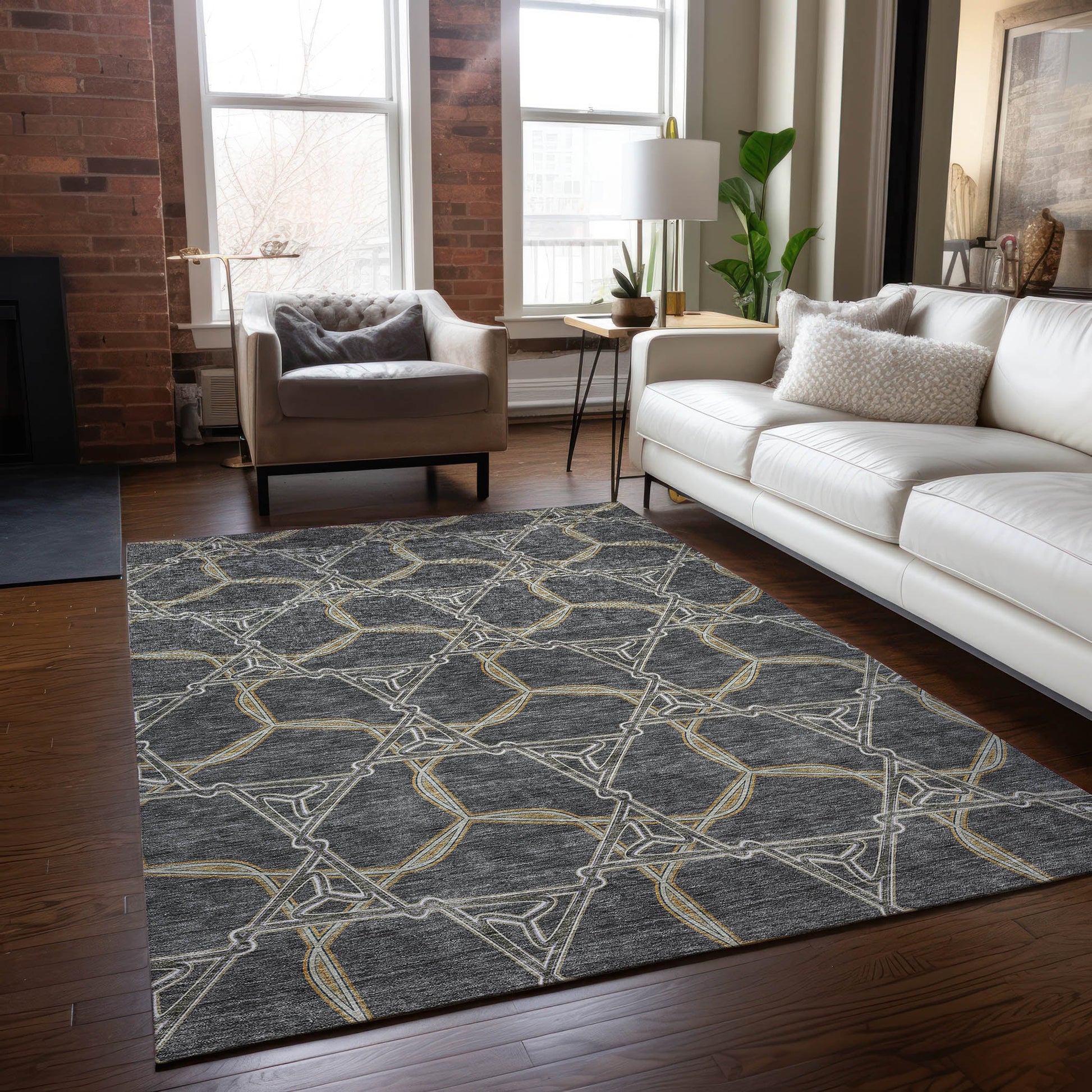 Addison Rugs Chantille ACN959CC 9 x 12 (ft) Loomed Charcoal Rectangular Indoor/Outdoor Machine washable Pet Friendly Area rug