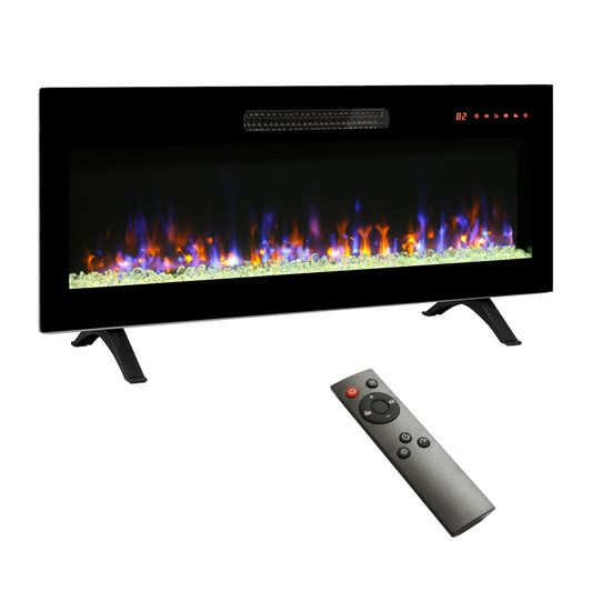 EdenDirect 42-in W Black Wall mount LED Flat wall Electric Fireplace with Remote Control Included