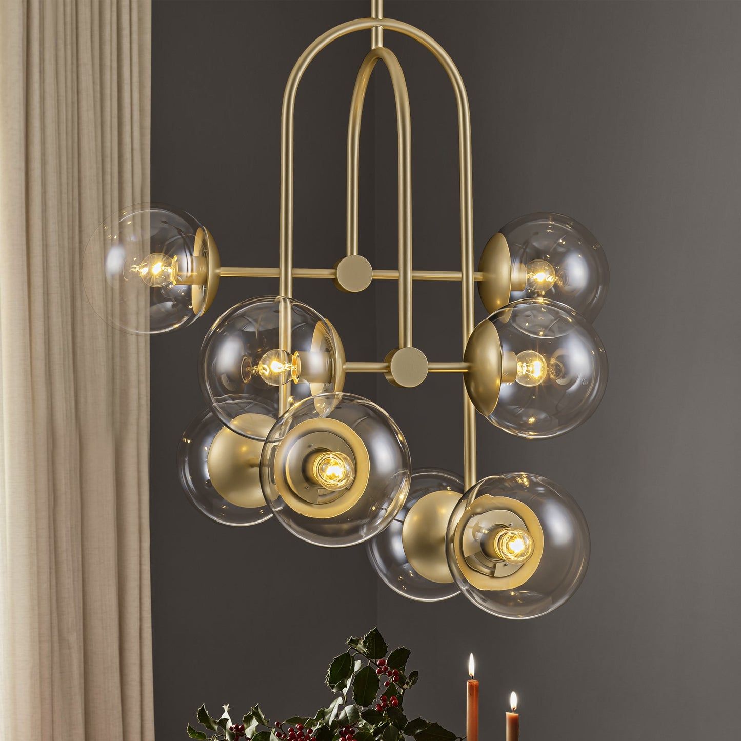 Rennnsan Thea 8 -Light Brushed Gold Modern/contemporary For Use in Bedrooms, Dining Rooms, Foyers, Kitchens, Living Rooms Chandelier