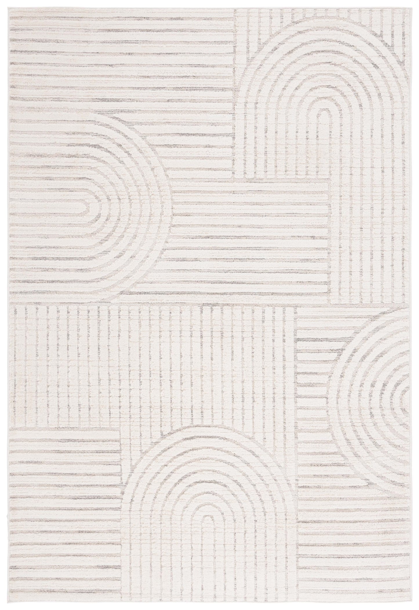 Safavieh 9 x 12 (ft) Loomed Ivory/Gray Rectangular Indoor Geometric Mid-Century Modern Pet Friendly Area rug