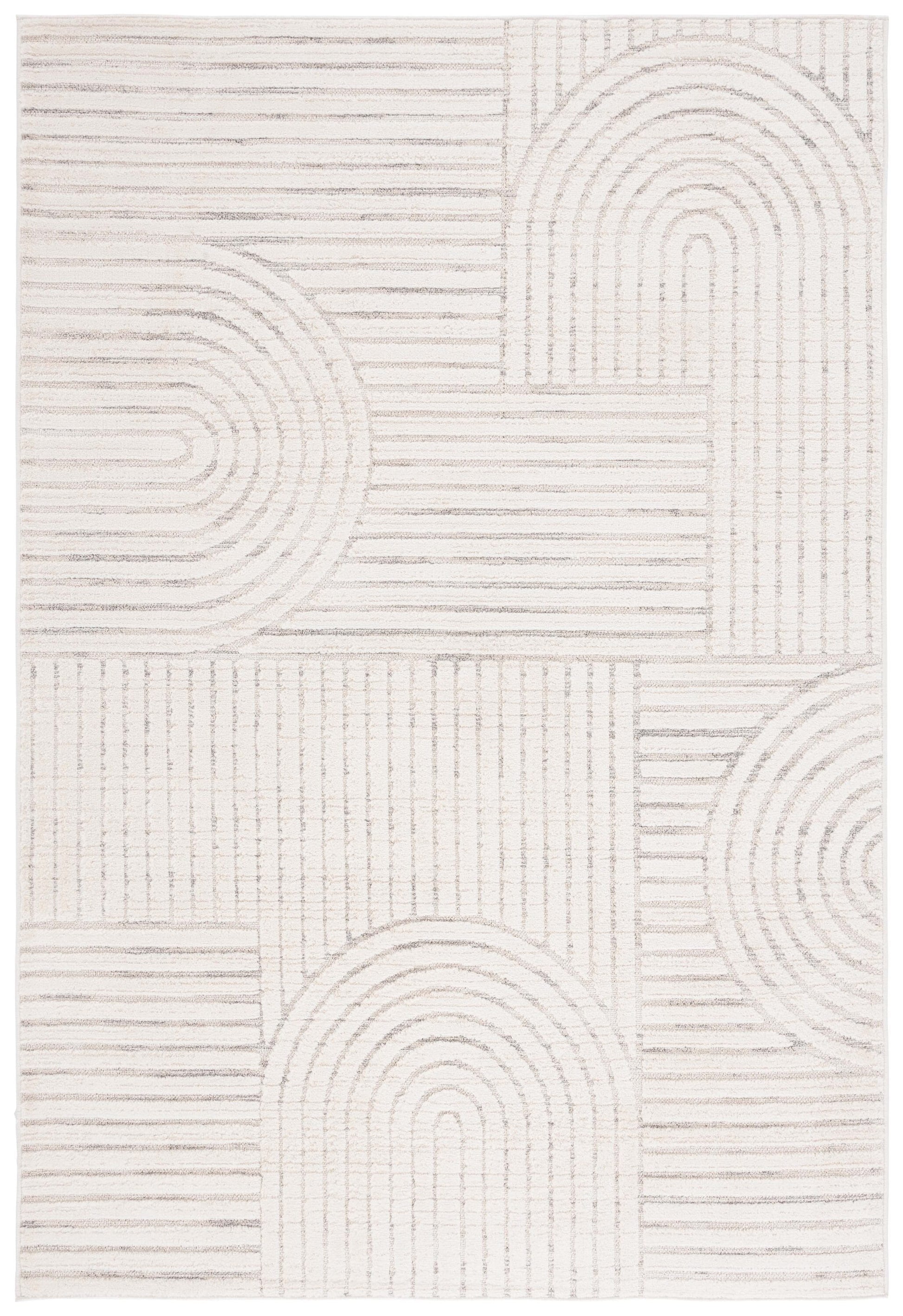 Safavieh 9 x 12 (ft) Loomed Ivory/Gray Rectangular Indoor Geometric Mid-Century Modern Pet Friendly Area rug