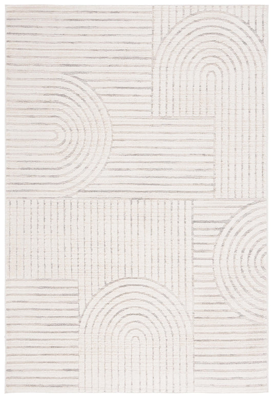 Safavieh 9 x 12 (ft) Loomed Ivory/Gray Rectangular Indoor Geometric Mid-Century Modern Pet Friendly Area rug