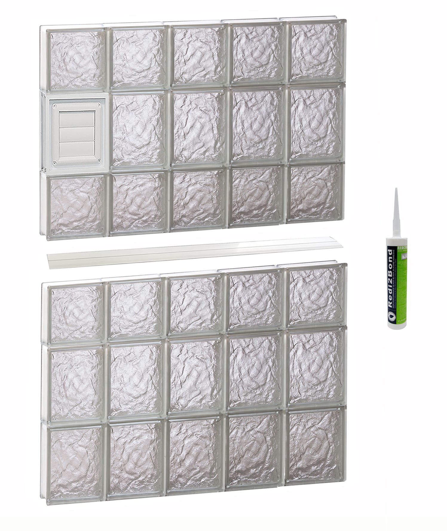 REDI2SET Ice Glass 28-3/4-in x 40-1/2-in Frameless Replacement Dryer vent Glass Block Window