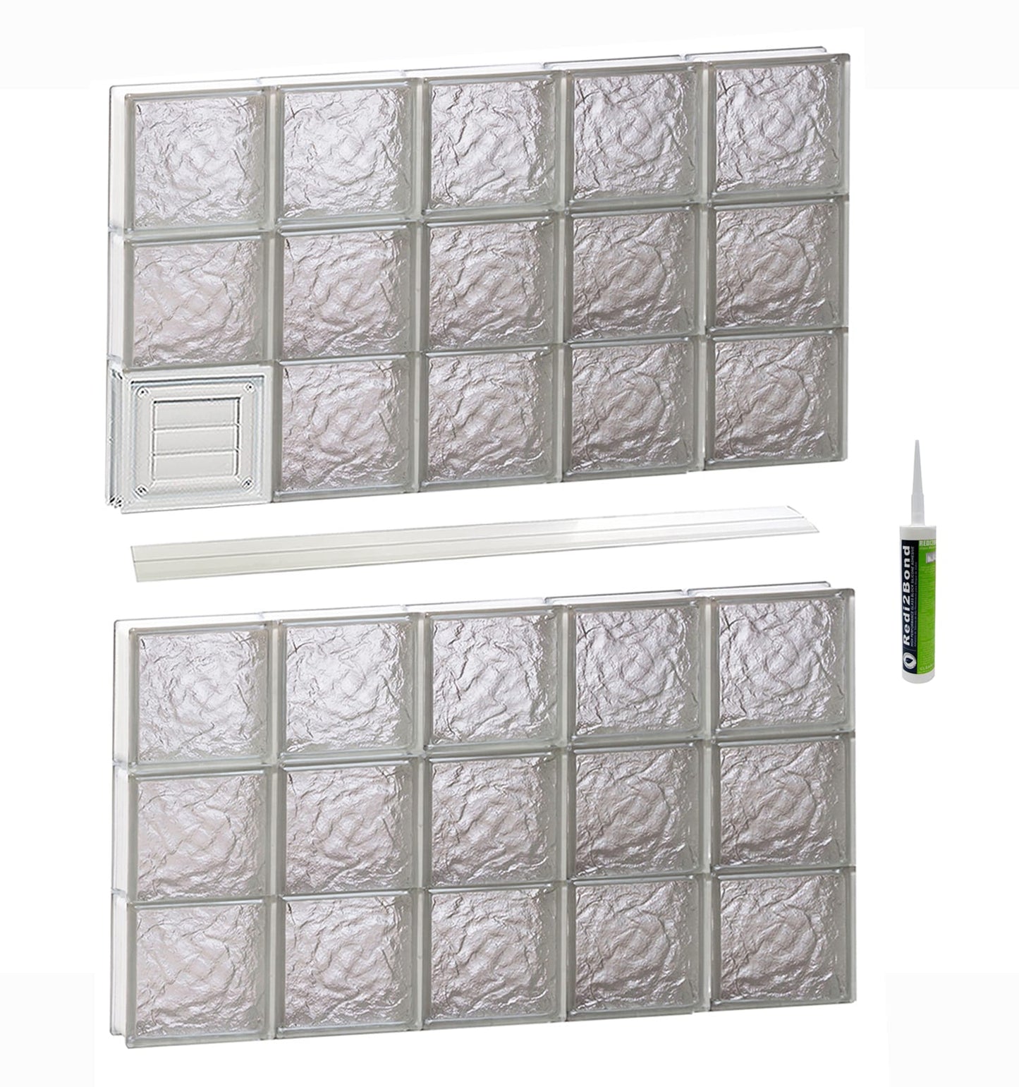 REDI2SET Ice Glass 38-3/4-in x 46-1/2-in Frameless Replacement Dryer vent Glass Block Window