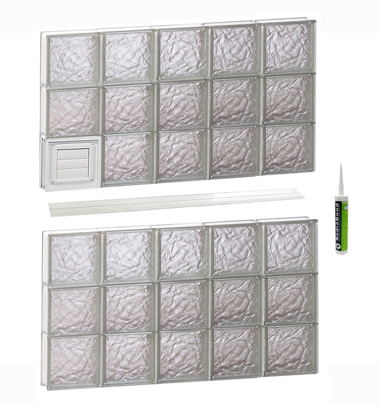 REDI2SET Ice Glass 38-3/4-in x 46-1/2-in Frameless Replacement Dryer vent Glass Block Window