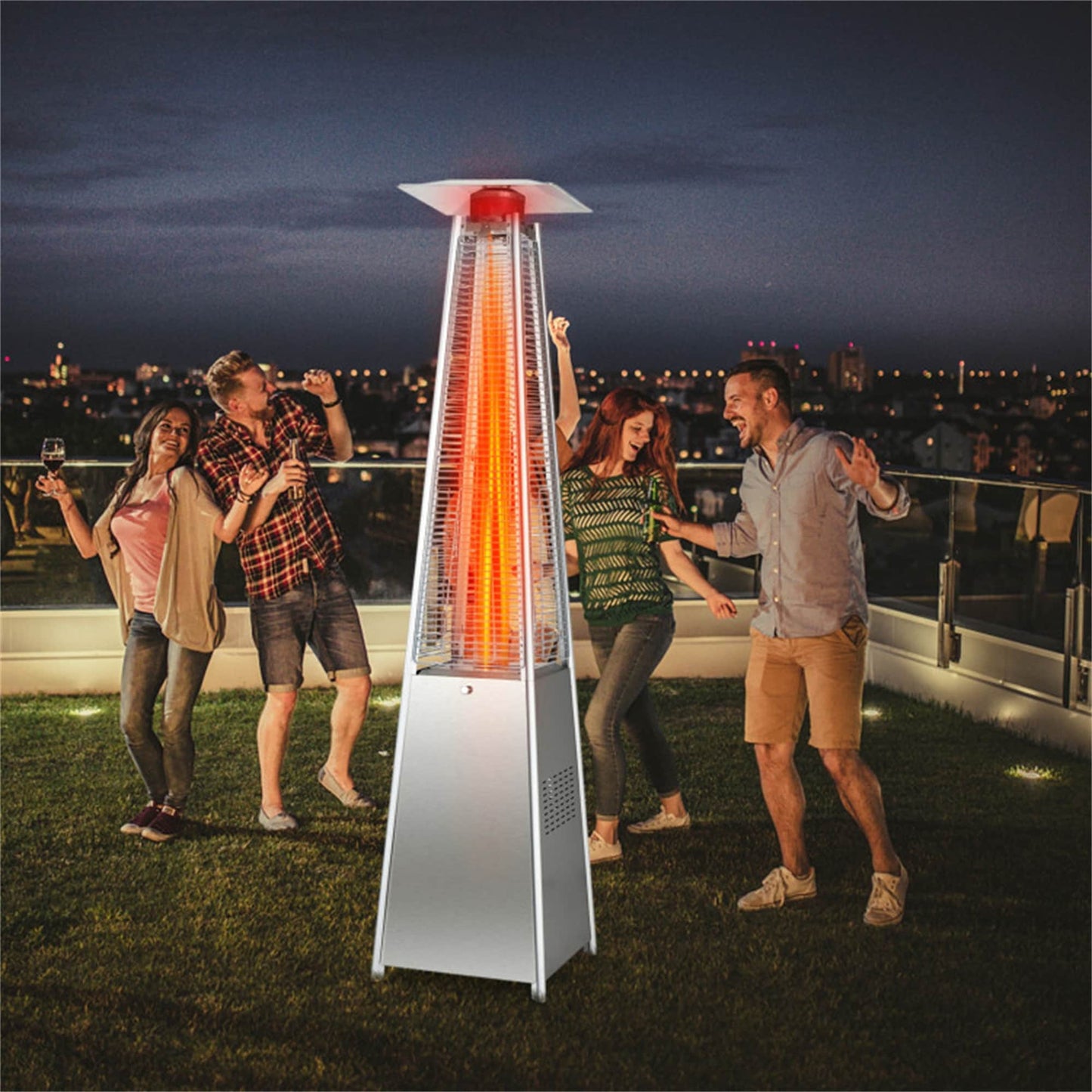 BABOOM 42000 -BTU Silver Steel Floorstanding Liquid propane Patio Heater