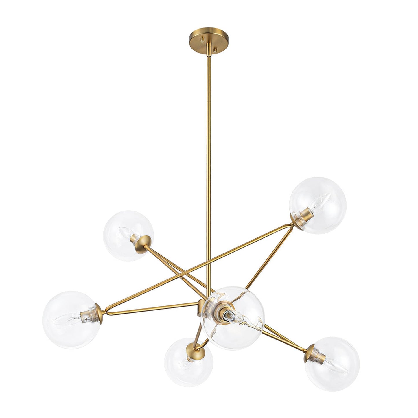 Zicbol 6 -Light Brushed Gold Modern/contemporary For Use in Bedrooms, Dining Rooms, Foyers, Kitchens, Living Rooms Chandelier