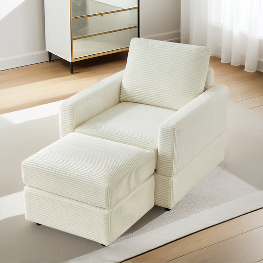 Hrinhom Modern BEIGE Corduroy Accent Chair