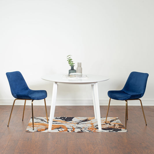 Roundhill Furniture Aufurr 3 Blue Casual Dining Room Set with Round Table ( Seats 2 )