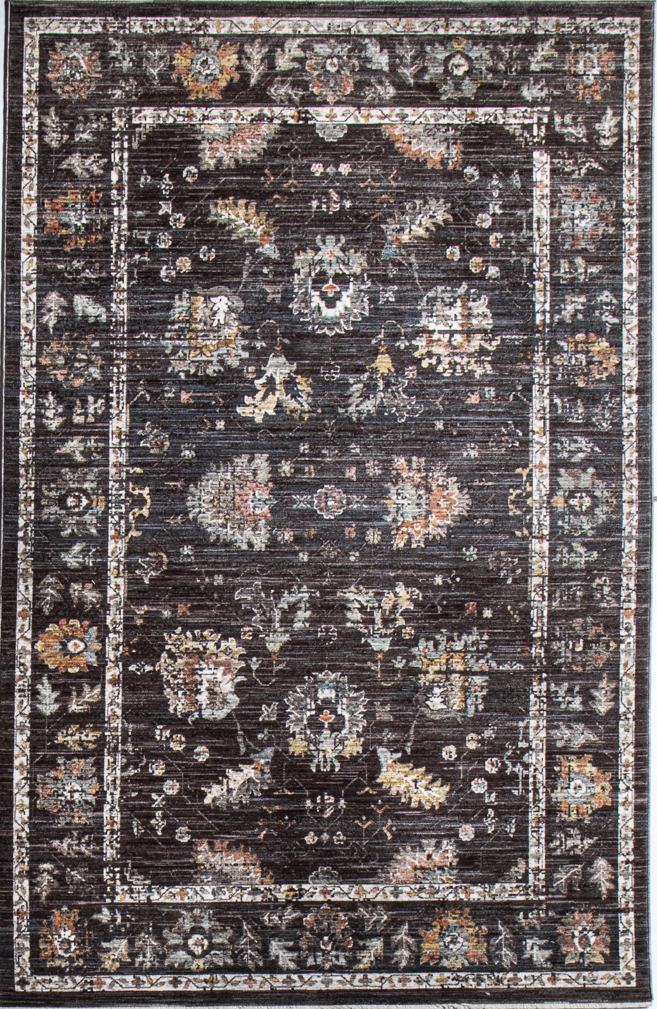 Bashian Legacy 8 x 10 (ft) Charcoal Rectangular Indoor Floral/Botanical Area rug