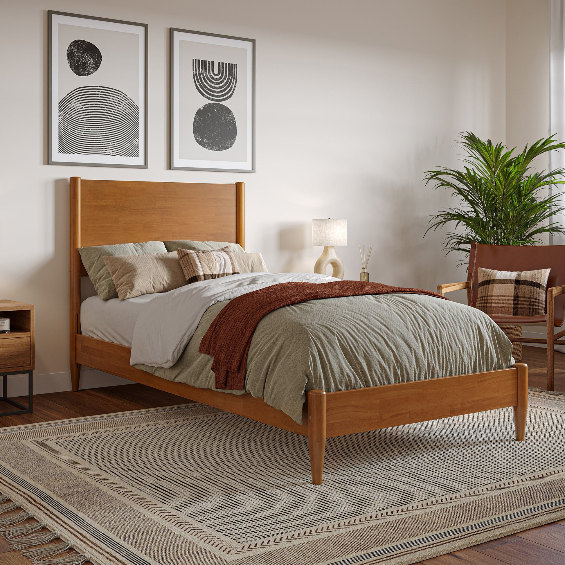AFI Pasadena Light Toffee Twin extra long Wood Low-profile Bed