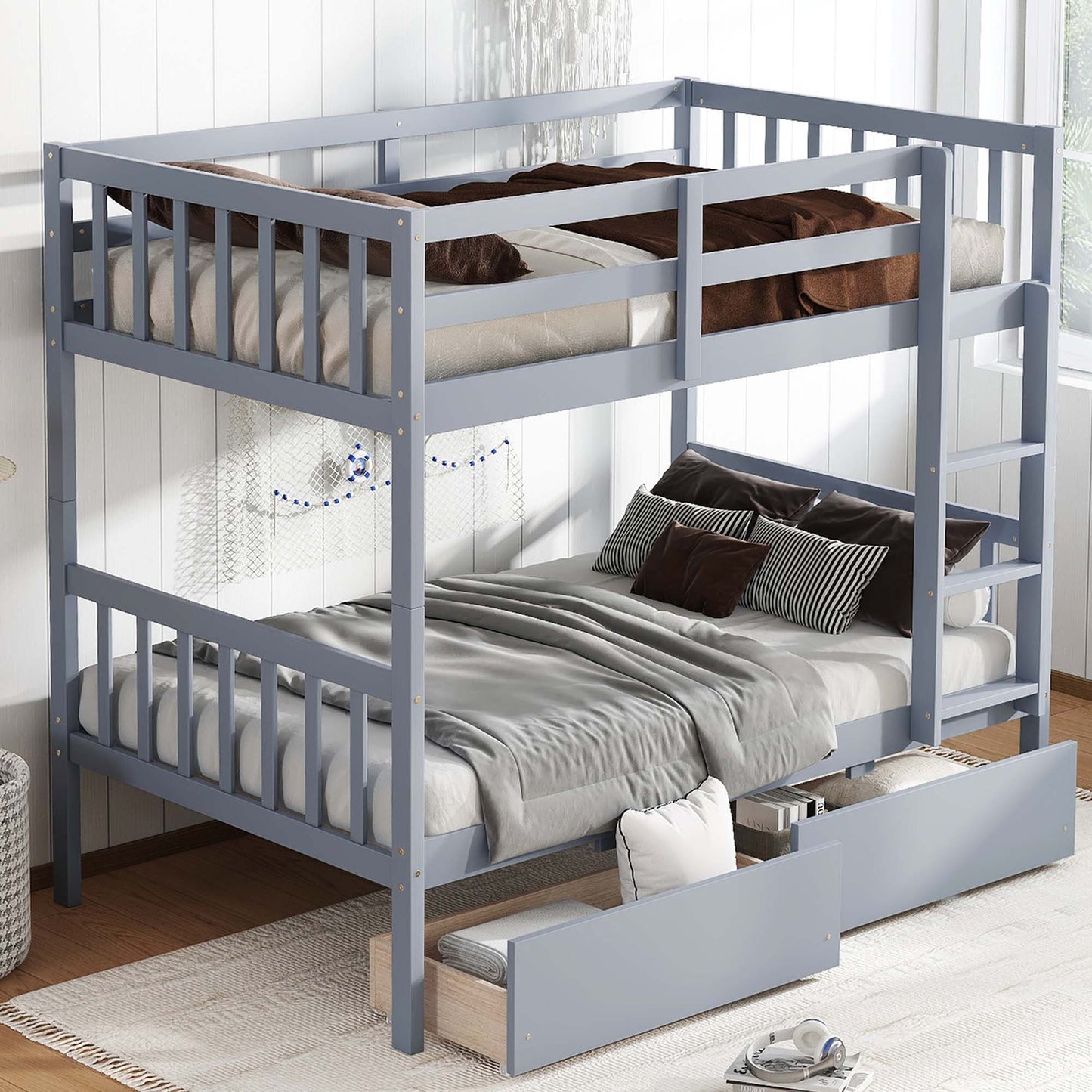 Sunrinx Gray Twin over twin Bunk Bed