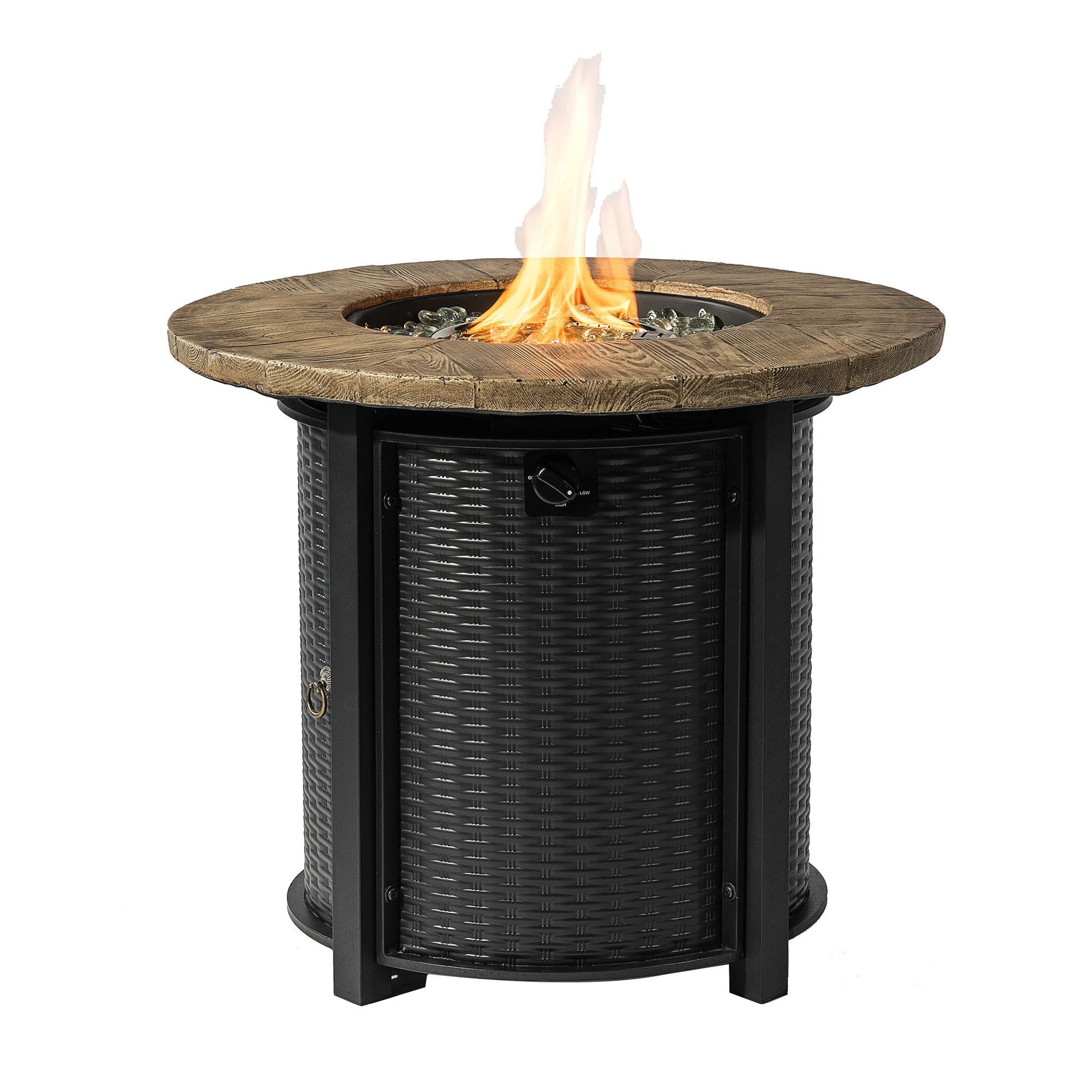 SINOFURN 30-in W Black + Printing Steel Round Liquid propane Fire pit table