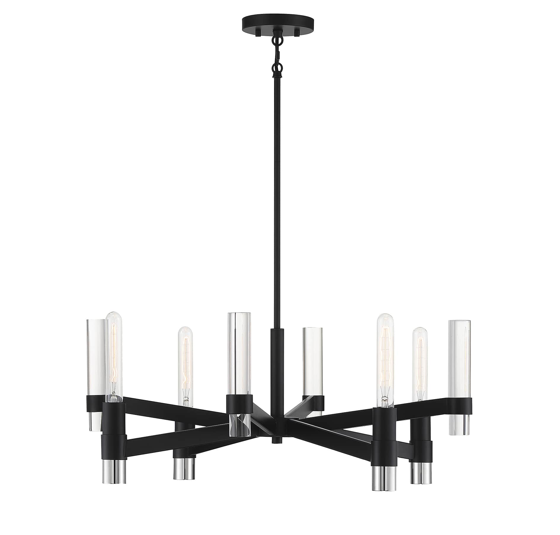 Savoy House Windamere 4-Light Chandelier in Textured Black with Polished Nickel Accents