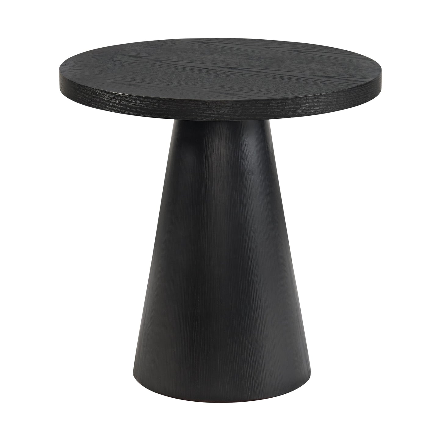 Picket House Furnishings Canal 22-in W x 22-in H Black Wood veneer Round Scandinavian End Table Assembly Required