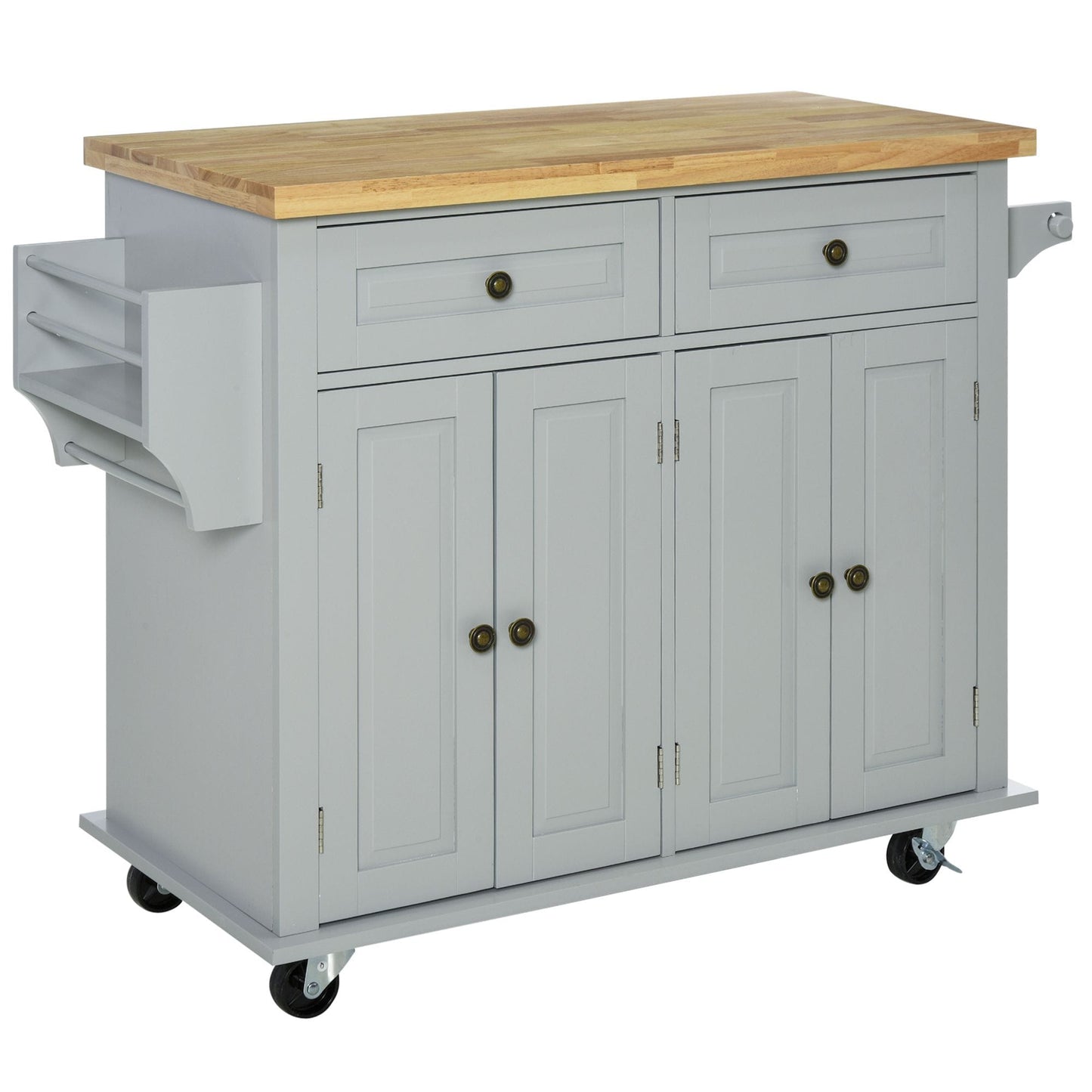 Runesay Gray MDF Base with MDF Wood Top Rolling Kitchen Island ( 17.5-in x 43.75-in x 32.5-in )