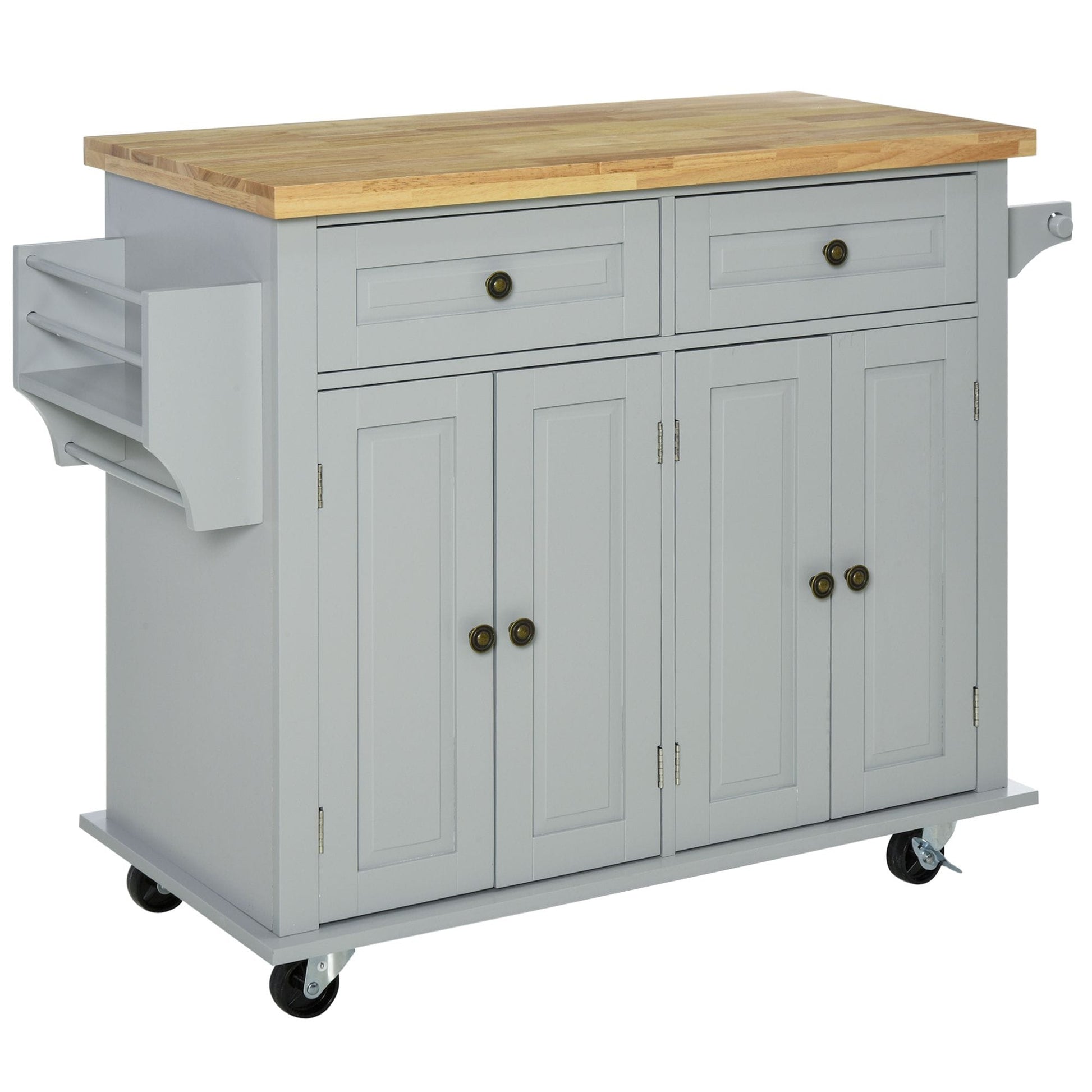 Runesay Gray MDF Base with MDF Wood Top Rolling Kitchen Island ( 17.5-in x 43.75-in x 32.5-in )