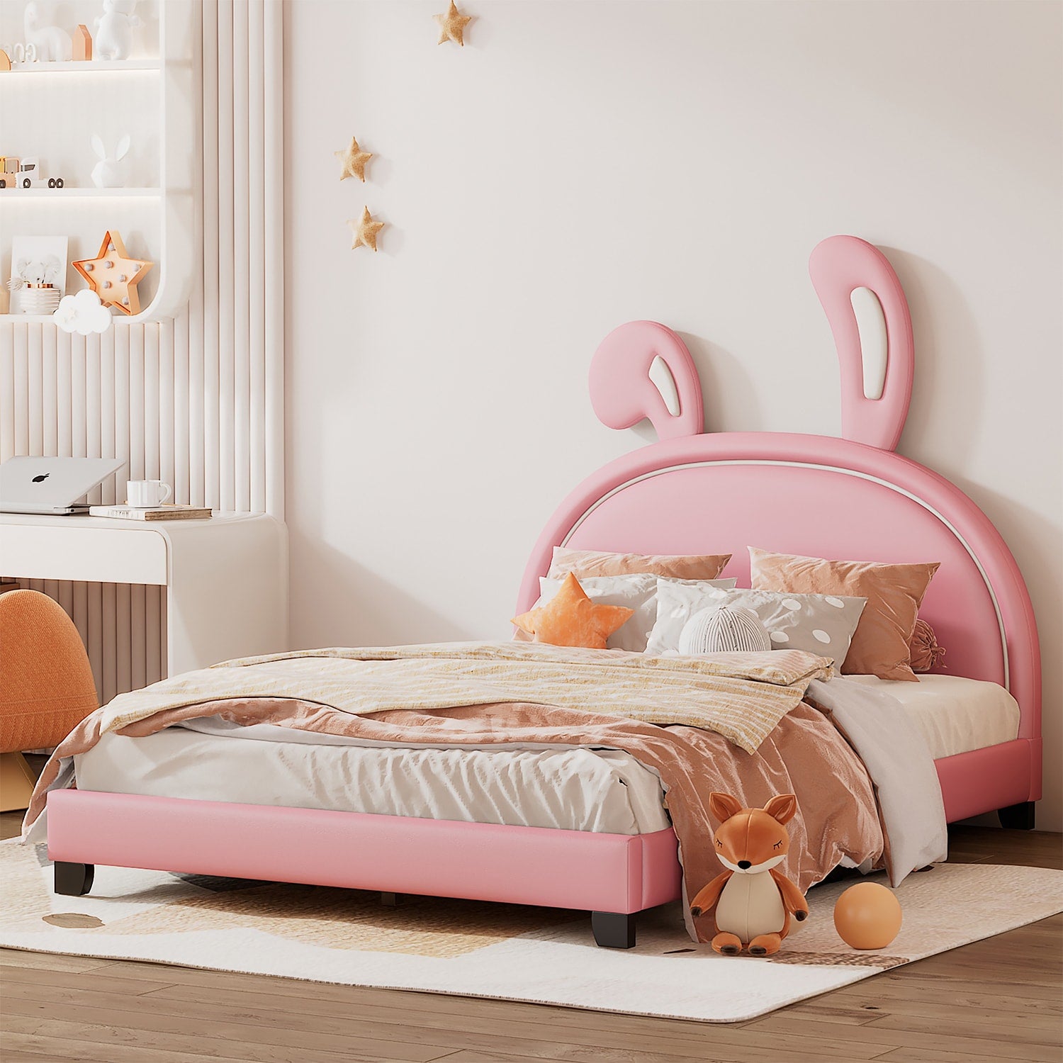 GZMR Full Pink Bed Frame with Headboard