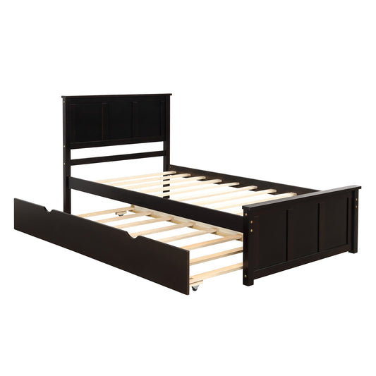 Qualler Espresso Twin Wood Trundle Bed