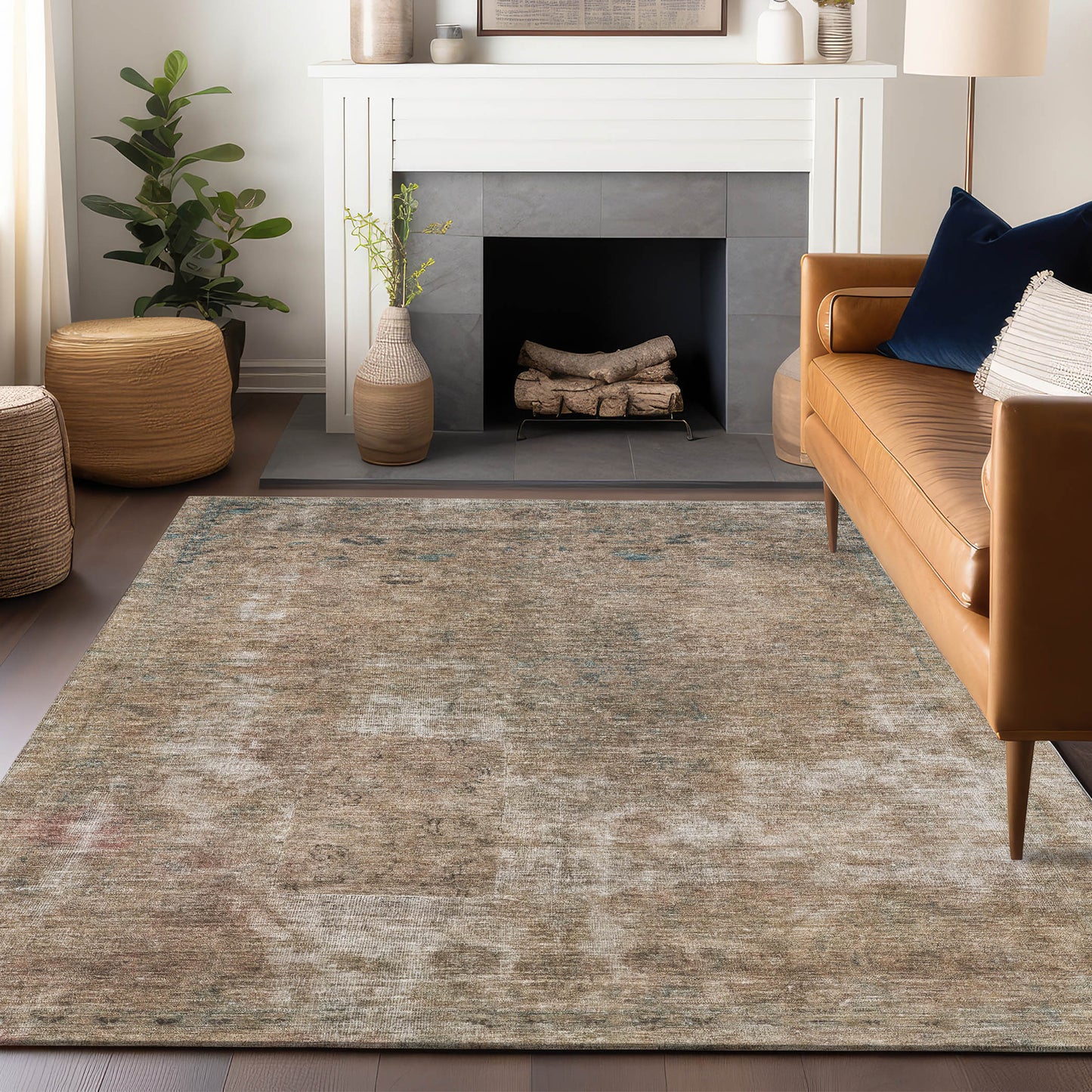 Addison Rugs Chantille ACN1629BG 8 x 10 (ft) Loomed Beige Rectangular Indoor/Outdoor Machine washable Pet Friendly Area rug