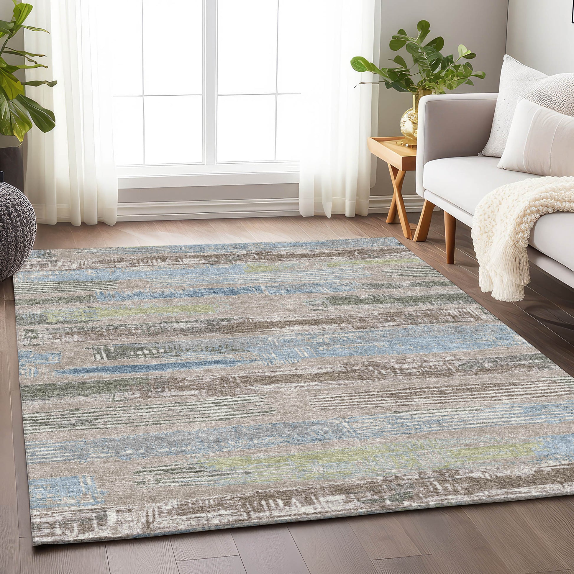Addison Rugs Chantille ACN1665TP 9 x 12 (ft) Loomed Taupe Rectangular Indoor/Outdoor Machine washable Pet Friendly Area rug