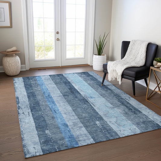 Addison Rugs Chantille ACN1689BU 8 x 10 (ft) Loomed Blue Rectangular Indoor/Outdoor Machine washable Pet Friendly Area rug