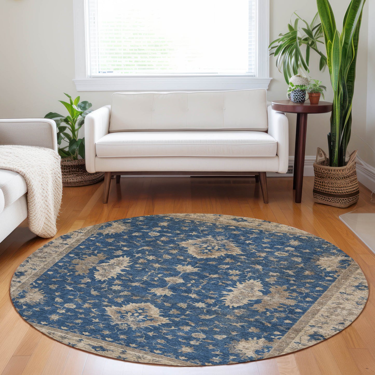 Addison Rugs Chantille ACN1739NA 8 x 8 (ft) Loomed Navy Round Indoor/Outdoor Machine washable Pet Friendly Area rug