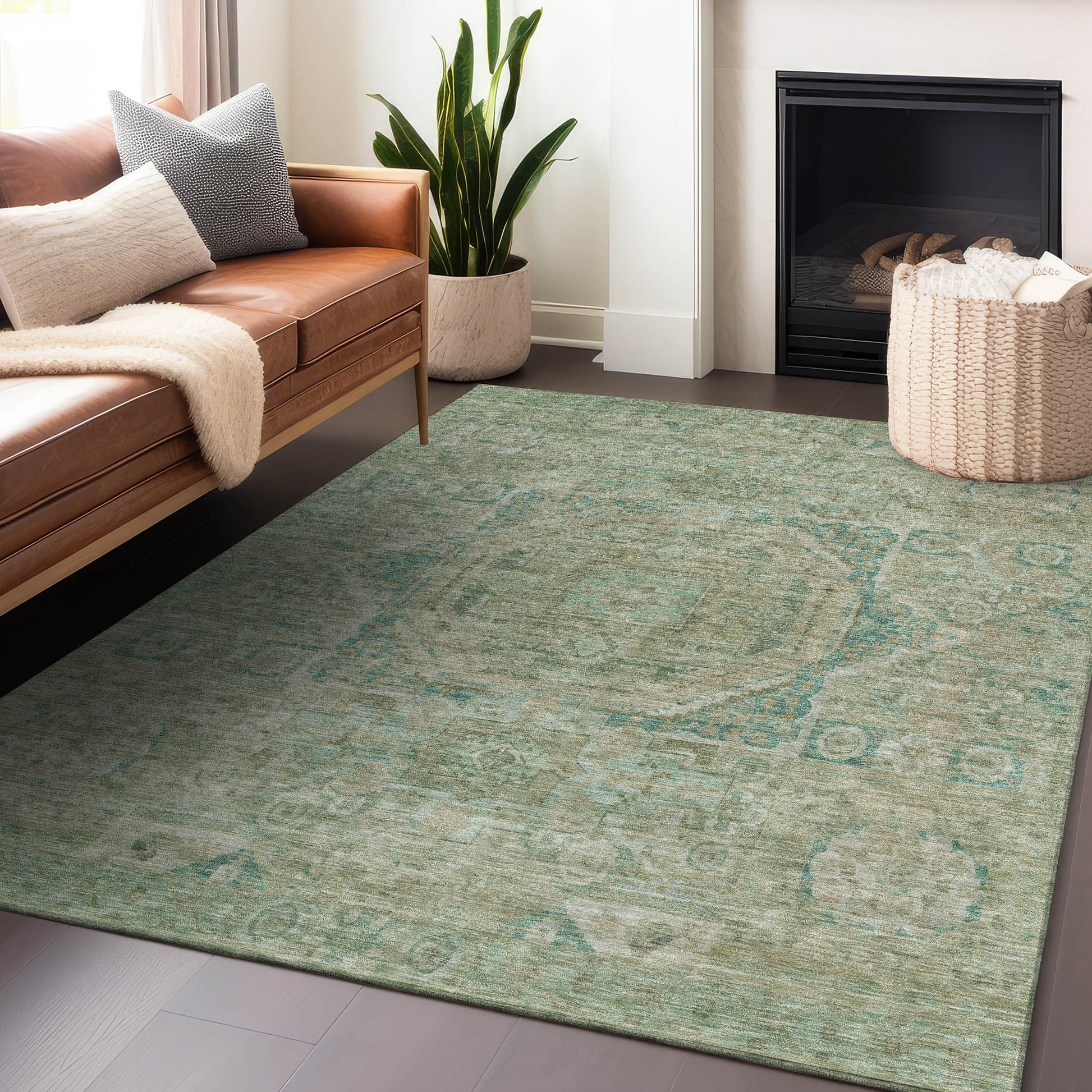 Addison Rugs Chantille ACN1743SA 8 x 10 (ft) Loomed Sage Rectangular Indoor/Outdoor Machine washable Pet Friendly Area rug