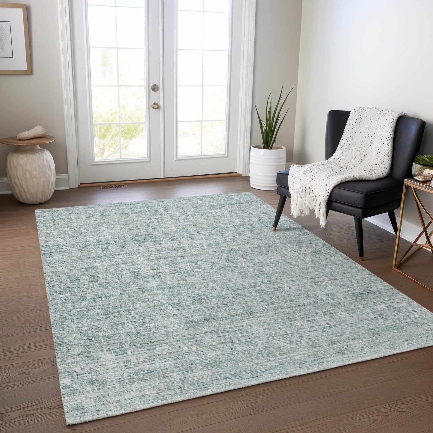 Addison Rugs Chantille ACN1746TQ 9 x 12 (ft) Loomed Turquoise Rectangular Indoor/Outdoor Machine washable Pet Friendly Area rug