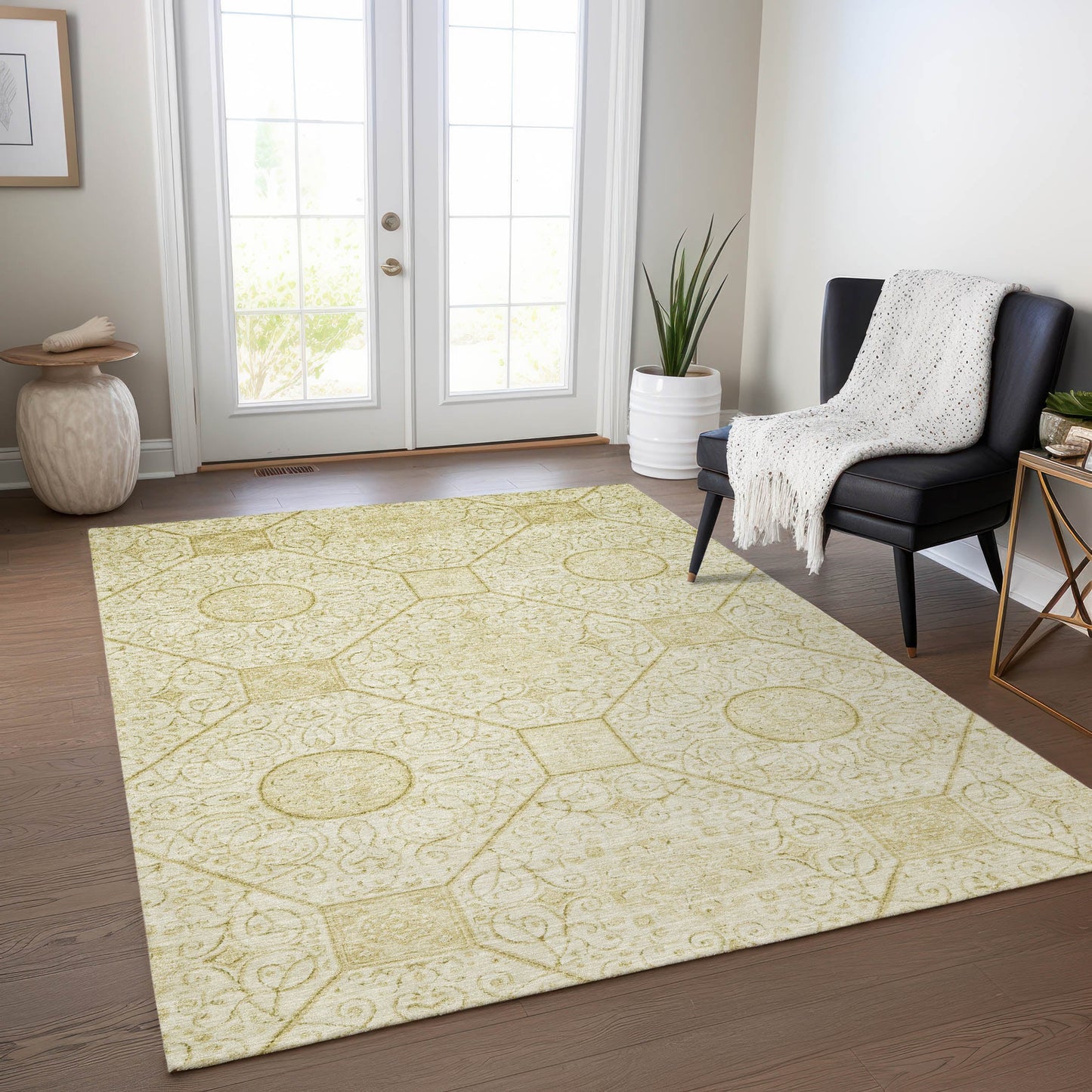 Addison Rugs Chantille ACN1748WH 9 x 12 (ft) Loomed Wheat Rectangular Indoor/Outdoor Machine washable Pet Friendly Area rug