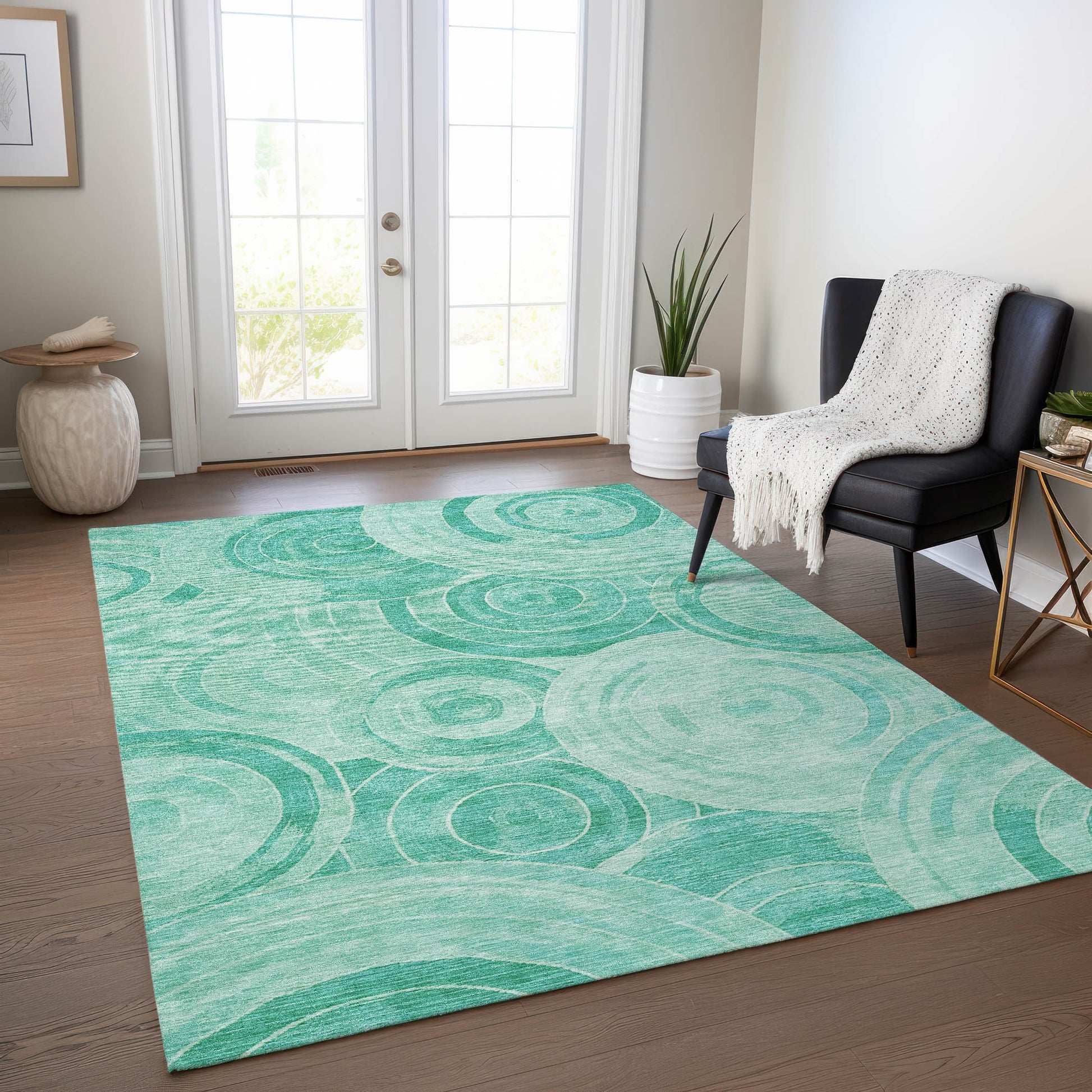 Addison Rugs Chantille ACN1750TE 9 x 12 (ft) Loomed Teal Rectangular Indoor/Outdoor Machine washable Pet Friendly Area rug