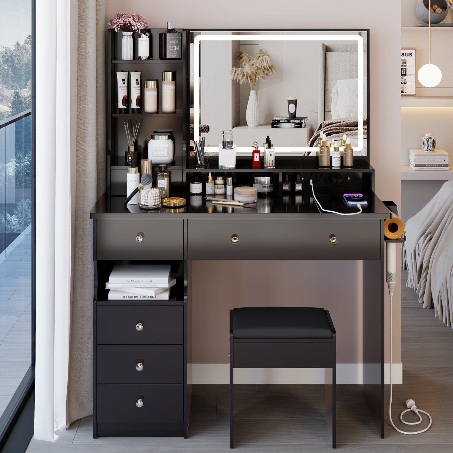 GZMR 40.2-in Black Makeup Vanity