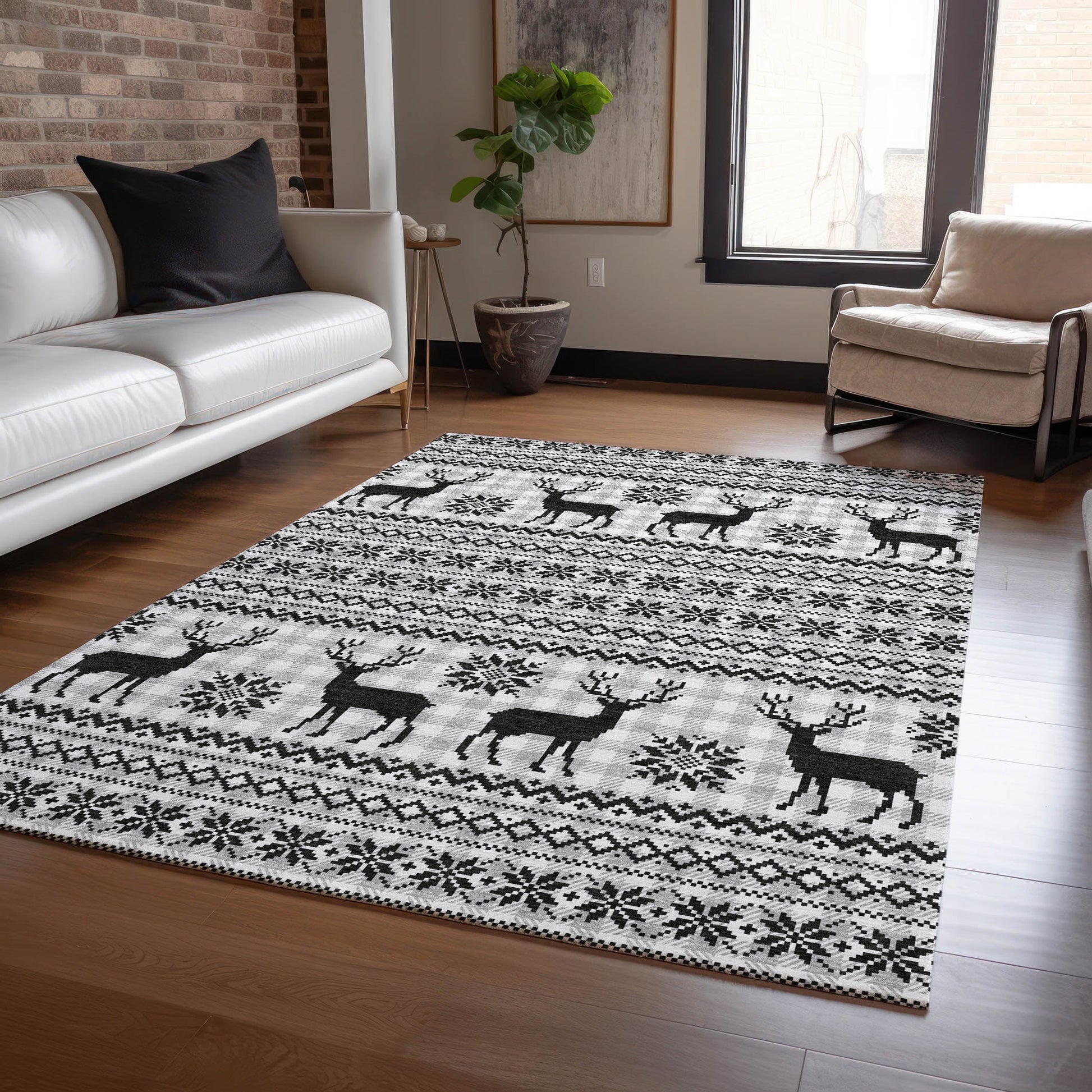 Addison Rugs Chantille ACN1820SV 8 x 10 (ft) Loomed Silver Rectangular Indoor/Outdoor Machine washable Pet Friendly Area rug