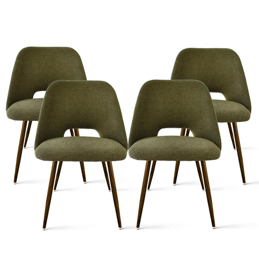 Maison Boucle Set of 4 Green Upholstered Dining Room Chairs with Metal Legs Modern Fabric Chairs for Kitchen
