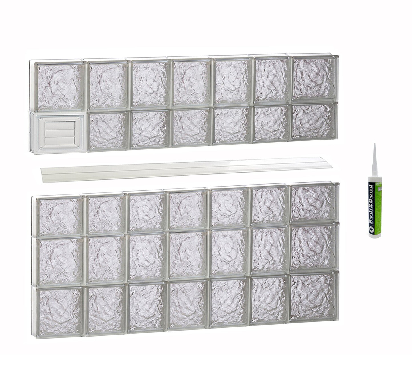 REDI2SET Ice Glass 44-1/4-in x 34-3/4-in Frameless Replacement Dryer vent Glass Block Window