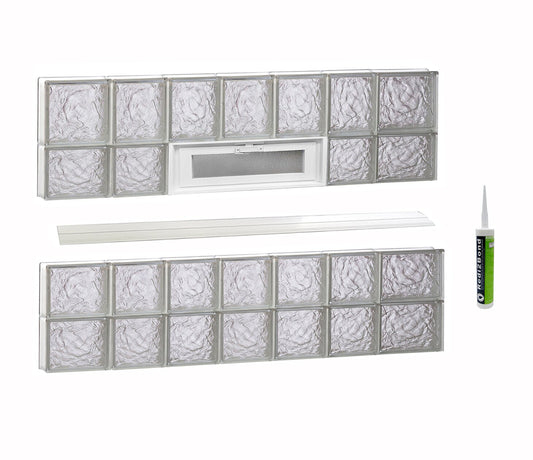 REDI2SET Ice Glass 44-1/4-in x 25-in Frameless Replacement Vented Glass Block Window