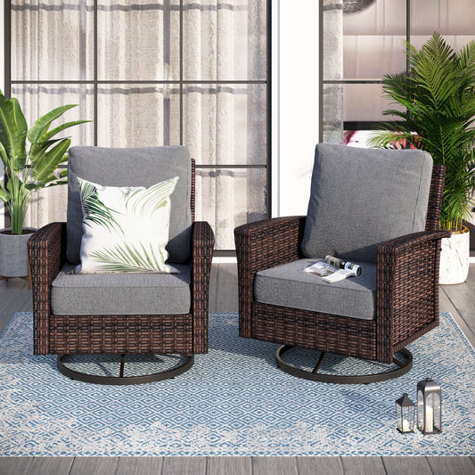 Sunshine Valley Patio Conversation Sets 2 -Piece Wicker Patio Conversation Set with Dark Gray CUSHION PRO Cushions