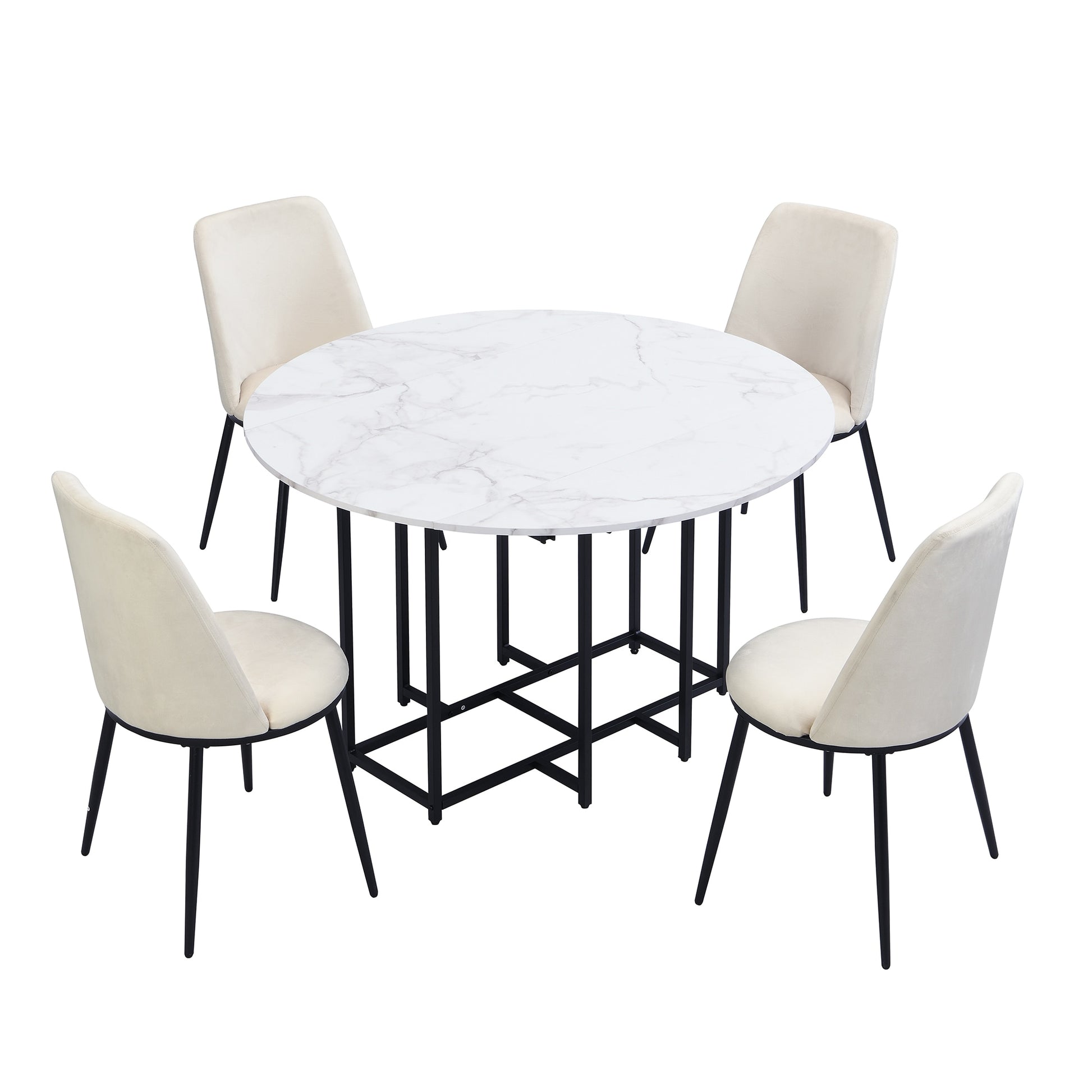 Bybafun Beige Contemporary/Modern Dining Room Set with Round Table ( Seats 2 )