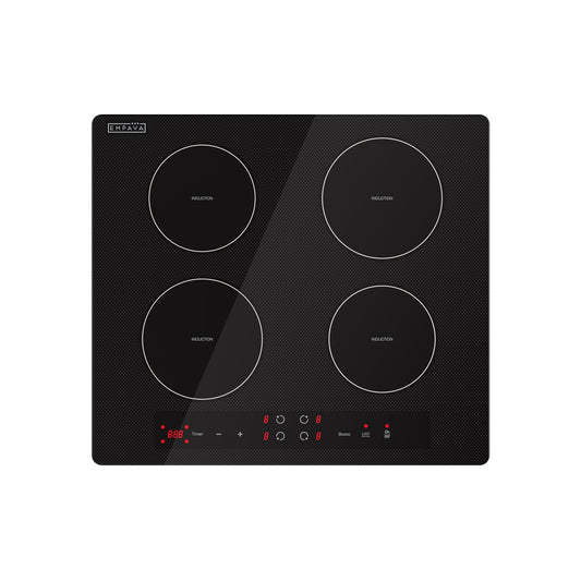 Empava 24-in 4 burners Black Induction Cooktop with Bridge Element