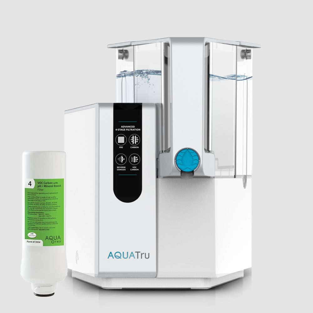 AquaTru Countertop 18-Cup Gray Plastic Water filter pitcher