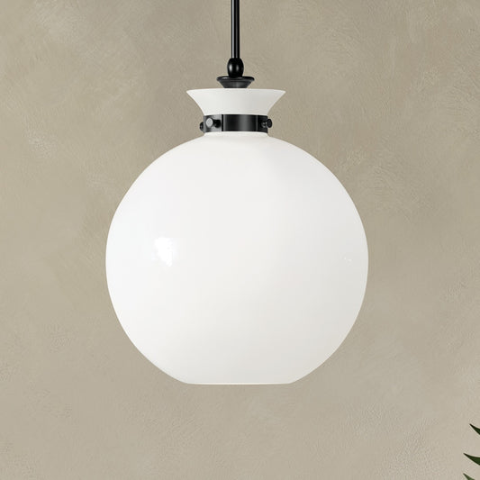 Kichler Laria 1 -Light Black Traditional Frosted glass Globe Medium Hanging Pendant light