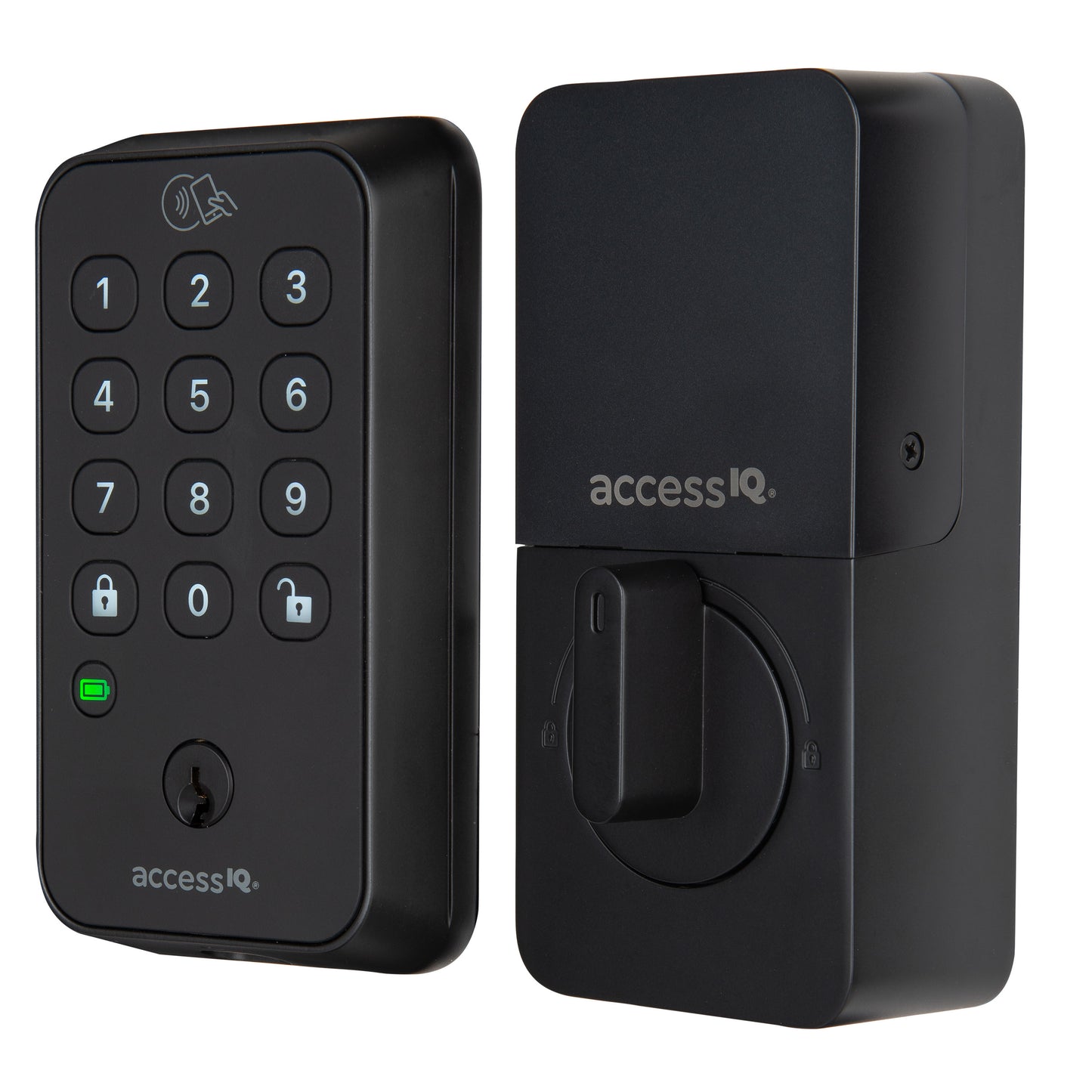 accessIQ Property Management Smart Security Matte Black Smart Bluetooth Keypad Electronic Deadbolt Lock