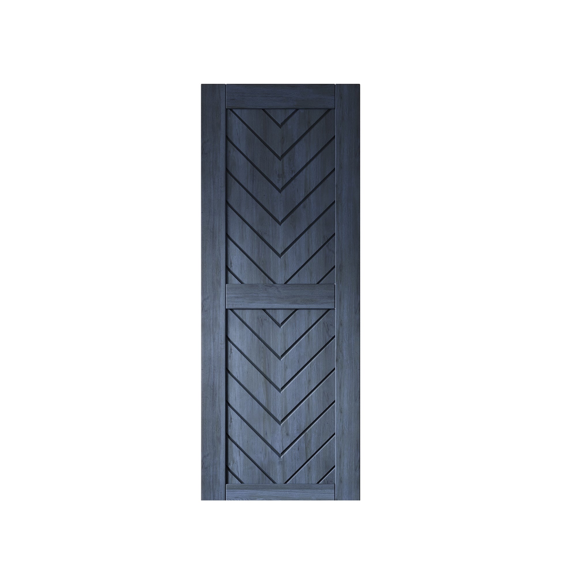 HOMACER 30-in x 80-in Navy Herringbone Pine Wood Solid core Single Barn Door (Hardware Not Included)