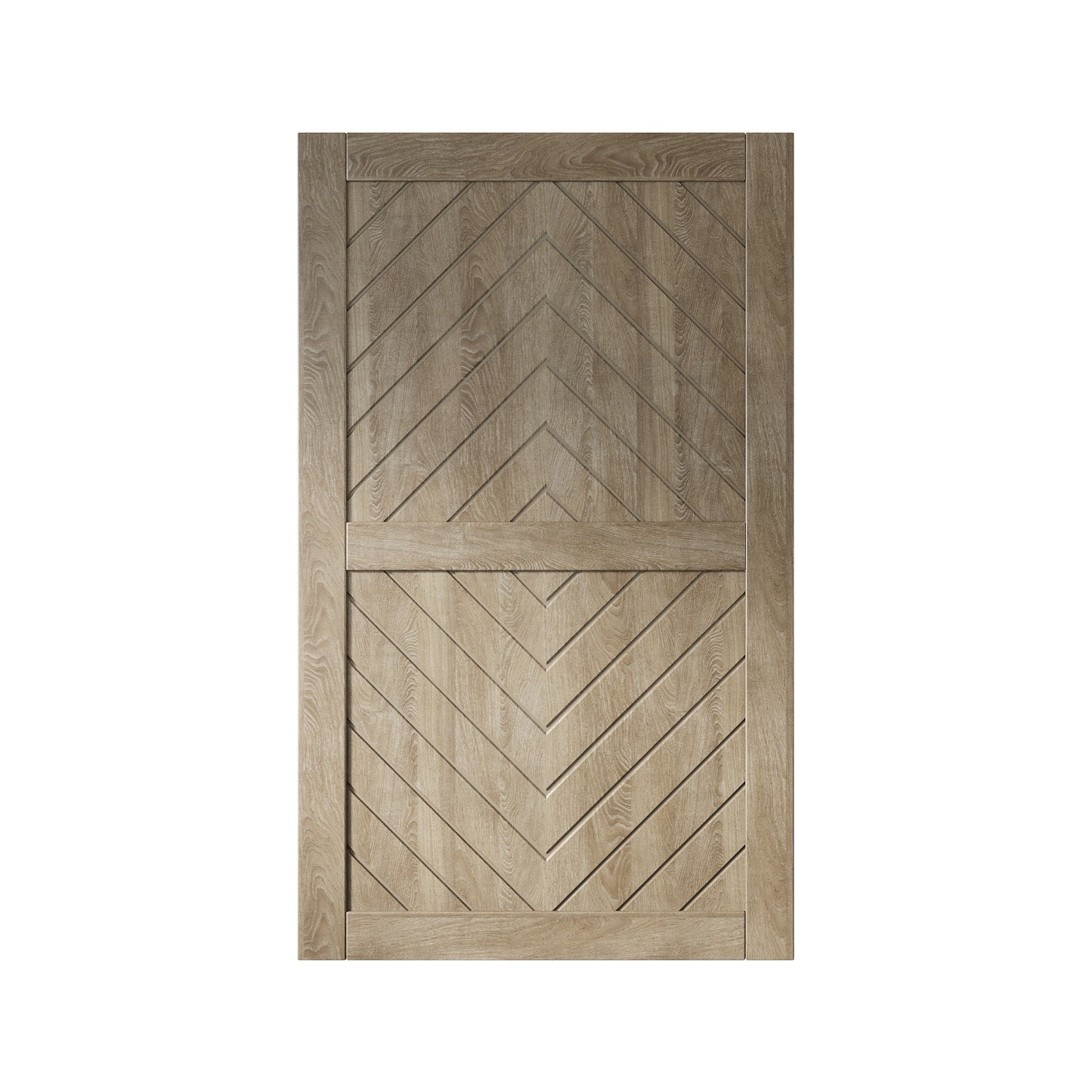 HOMACER 42-in x 80-in Classic Gray Herringbone Pine Wood Solid core Single Barn Door (Hardware Not Included)