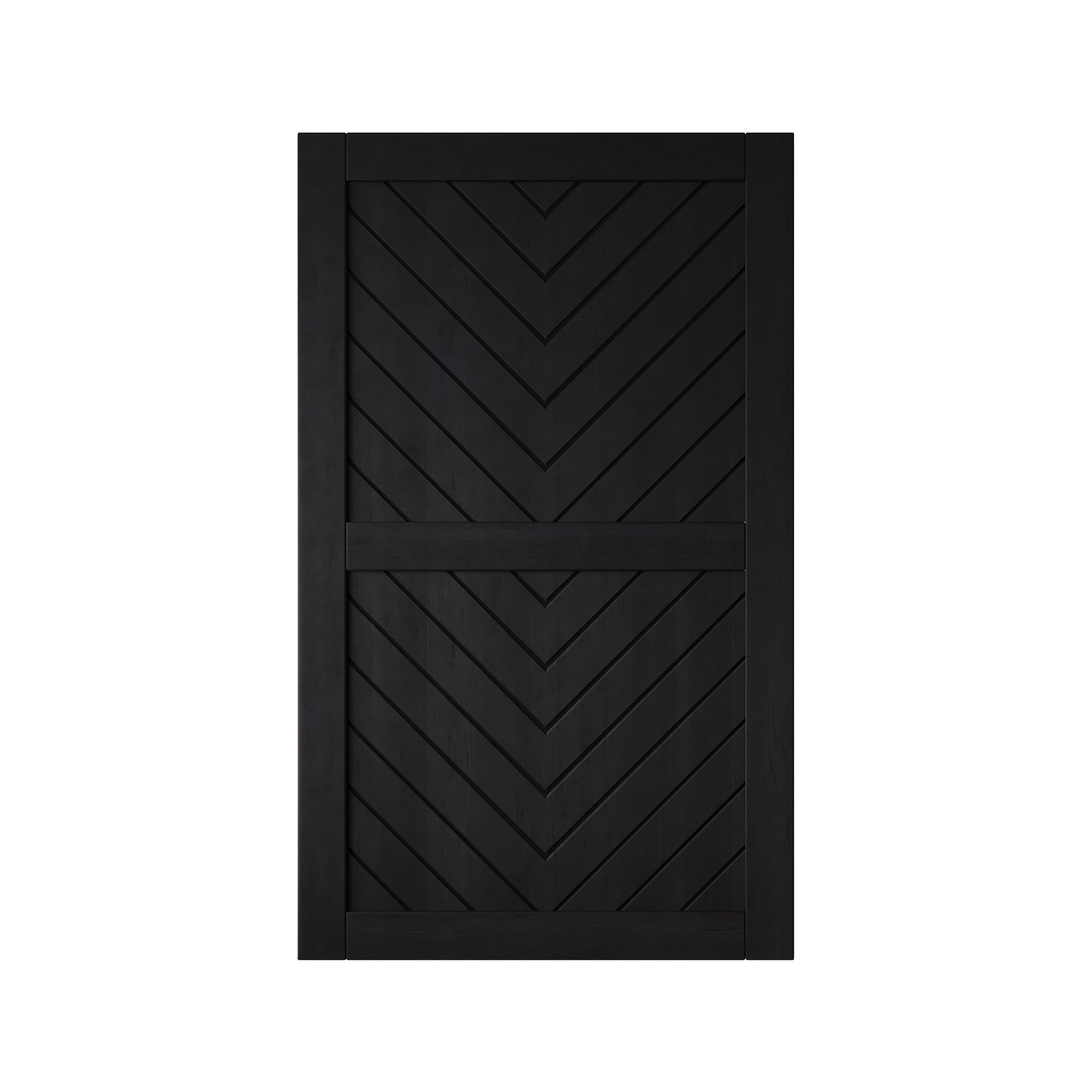 HOMACER 42-in x 80-in Black Herringbone Pine Wood Solid core Single Barn Door (Hardware Not Included)