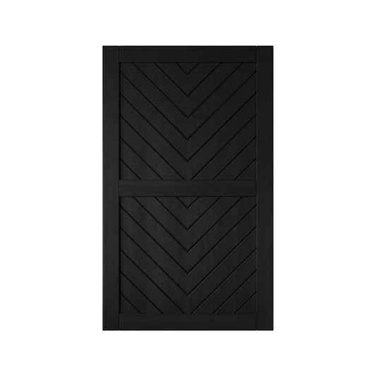 HOMACER 42-in x 80-in Black Herringbone Pine Wood Solid core Single Barn Door (Hardware Not Included)